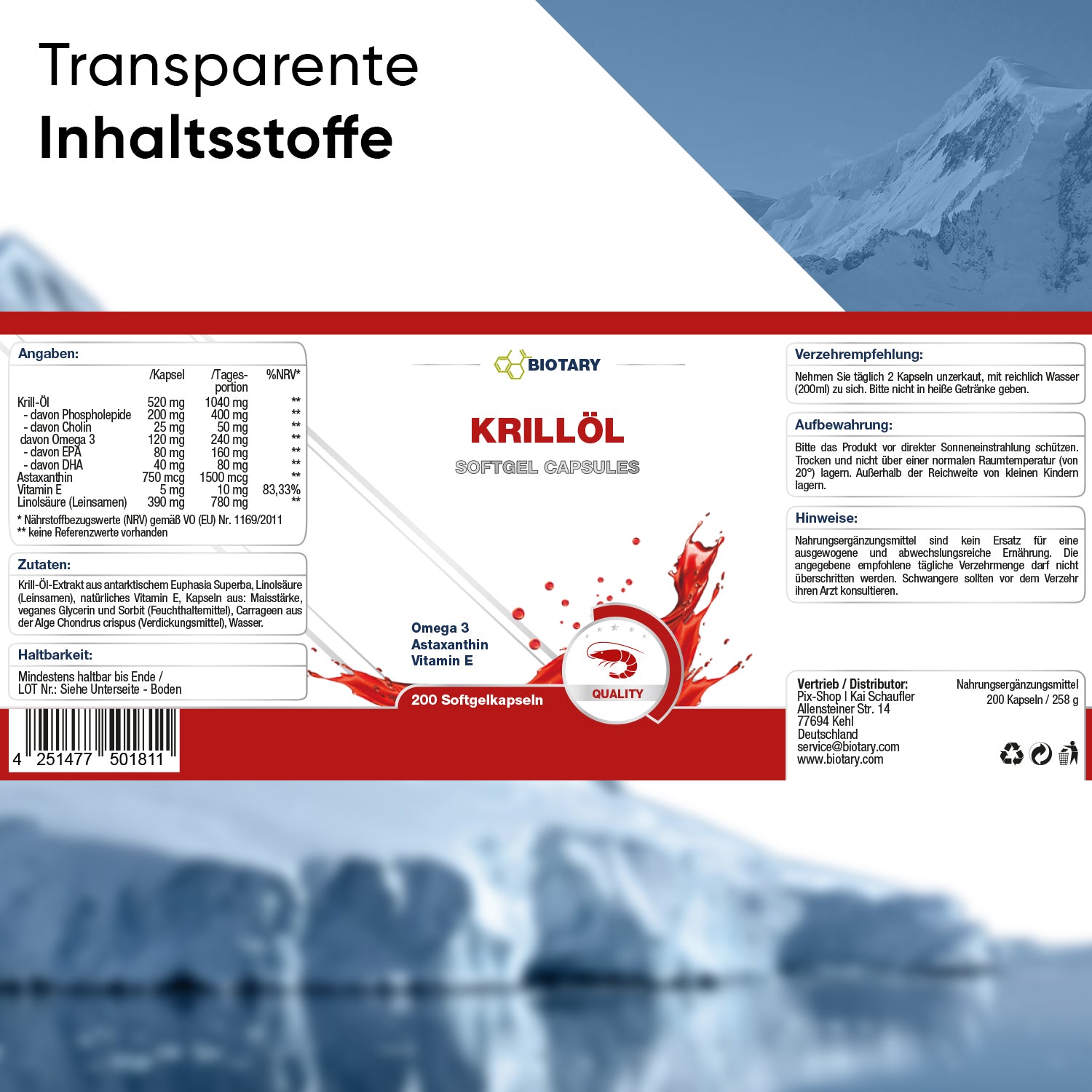 Aceite de krill, 200 cápsulas blandas