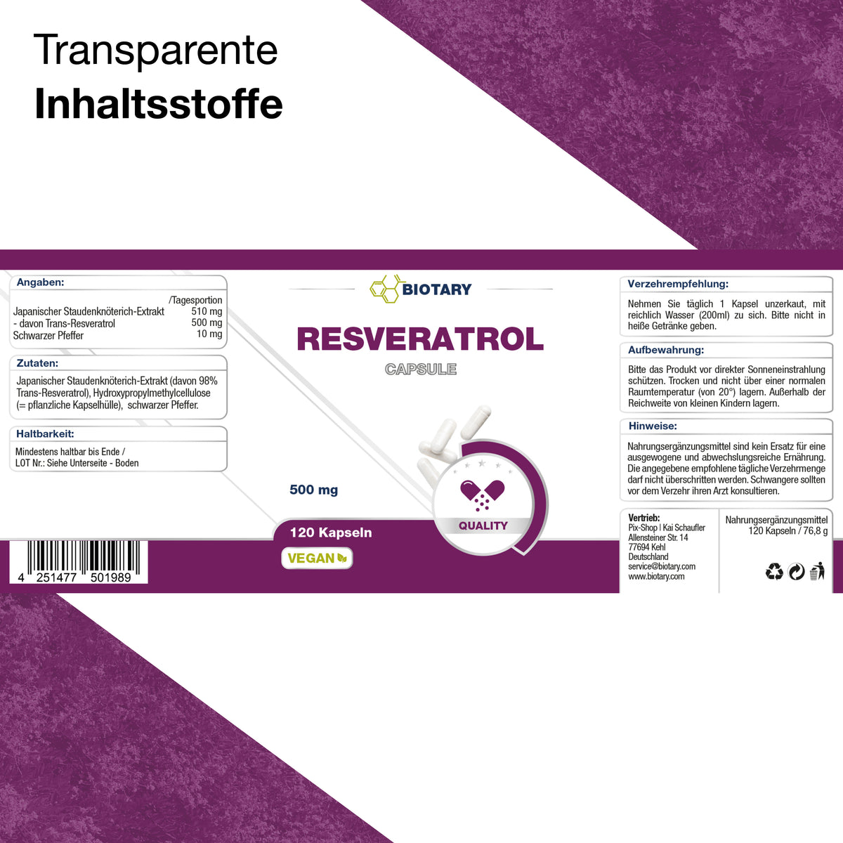 Resveratrol, 120 cápsulas
