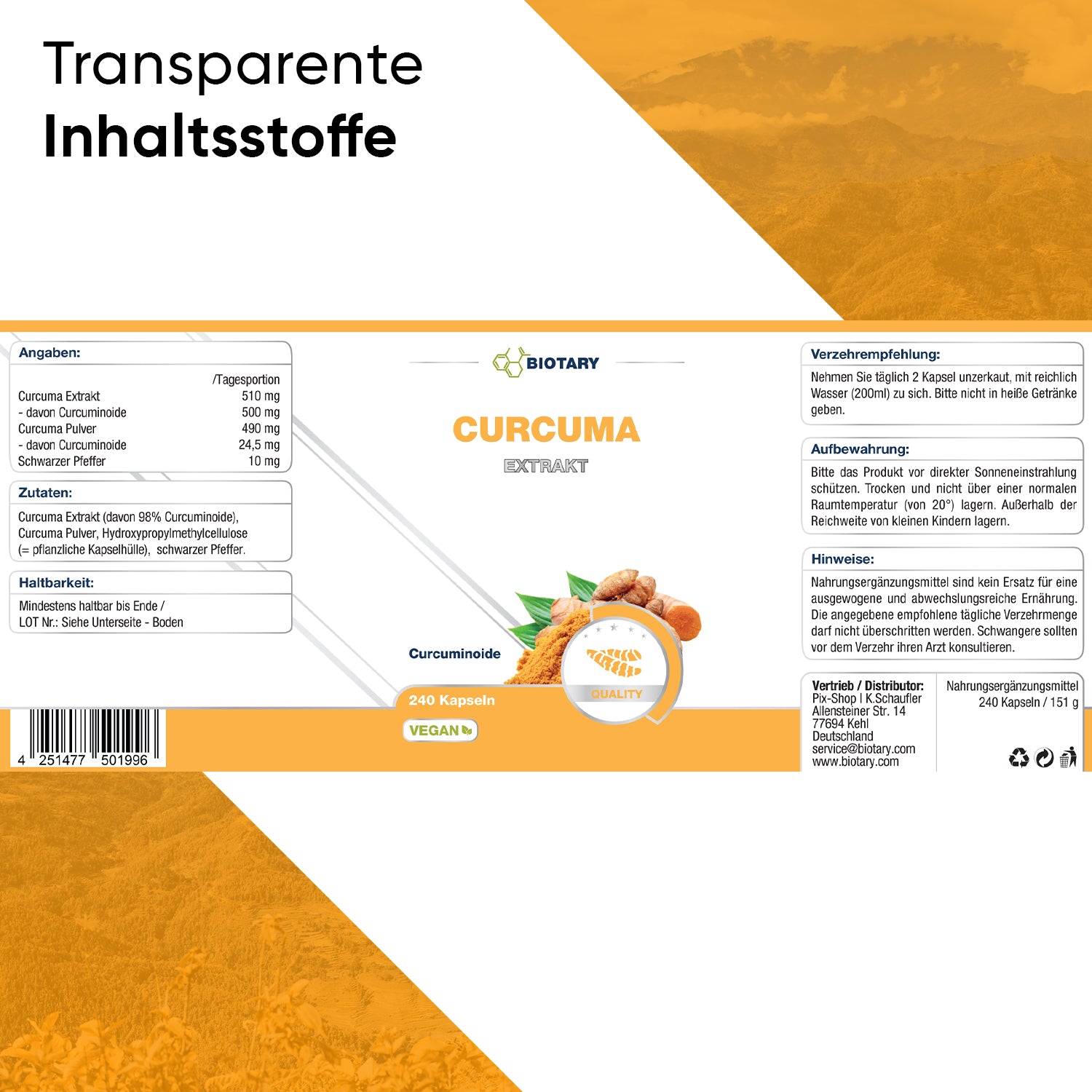 Curcuma Extrakt 240 Kapseln