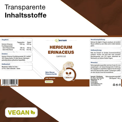 Hericium Erinaceus 240 Kapseln
