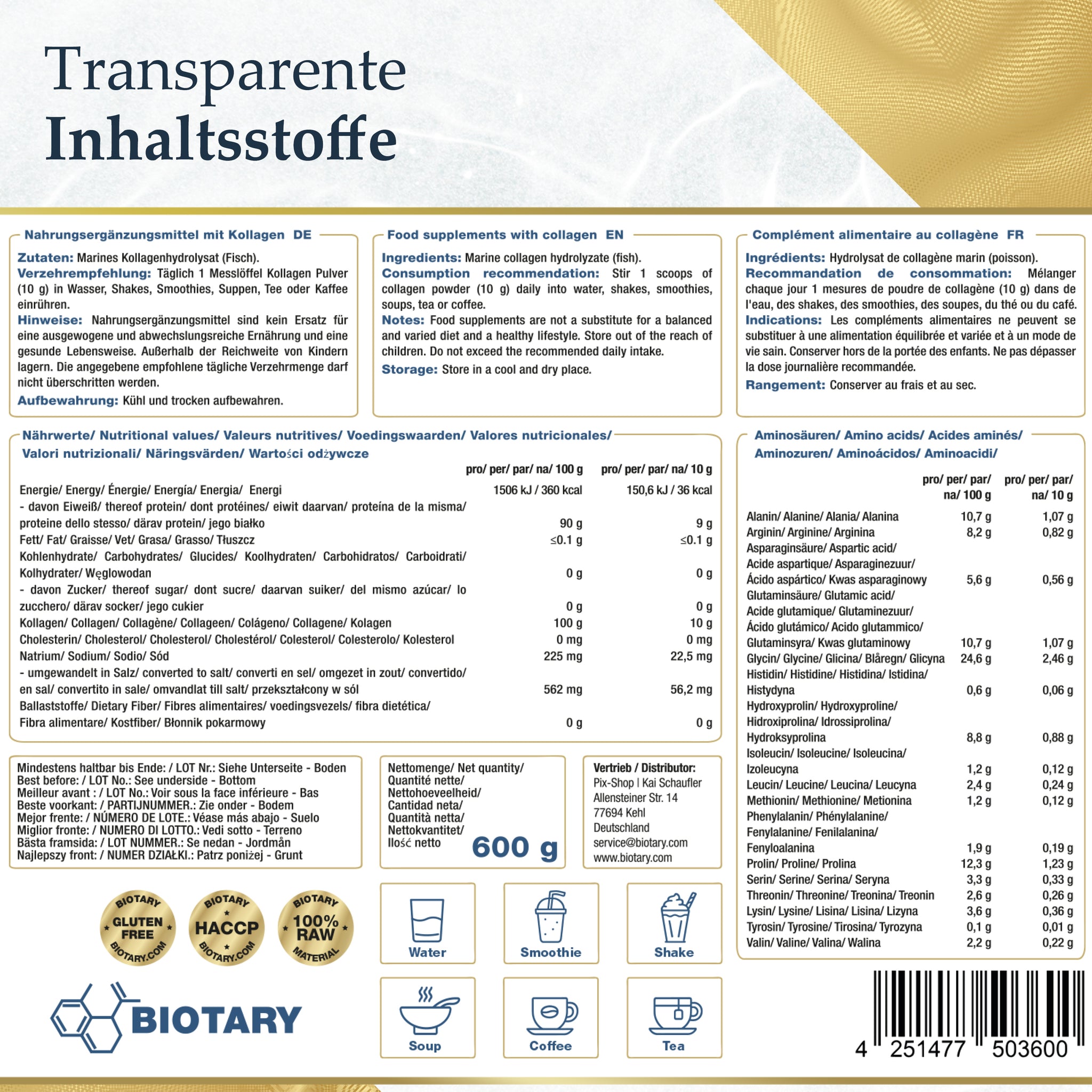 Polvere di collagene marino 600g