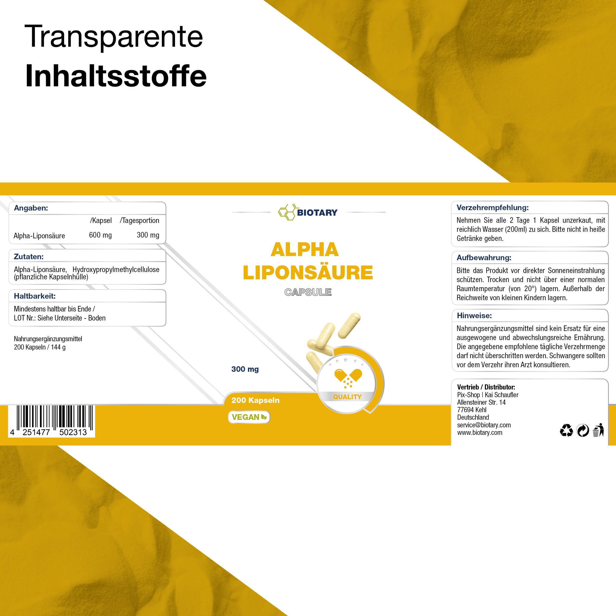 Ácido alfa lipoico, 200 cápsulas