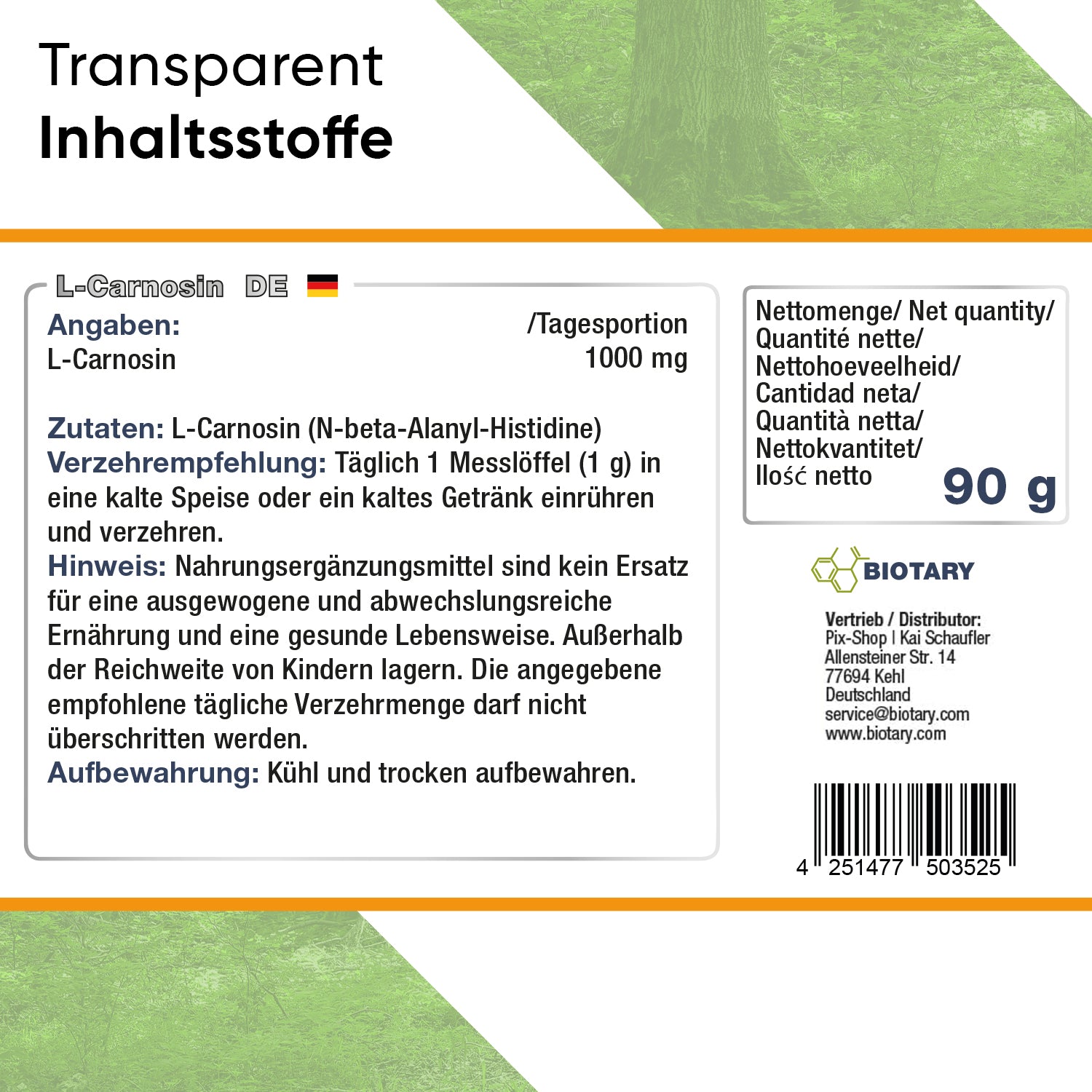 L-carnosinepoeder 90g