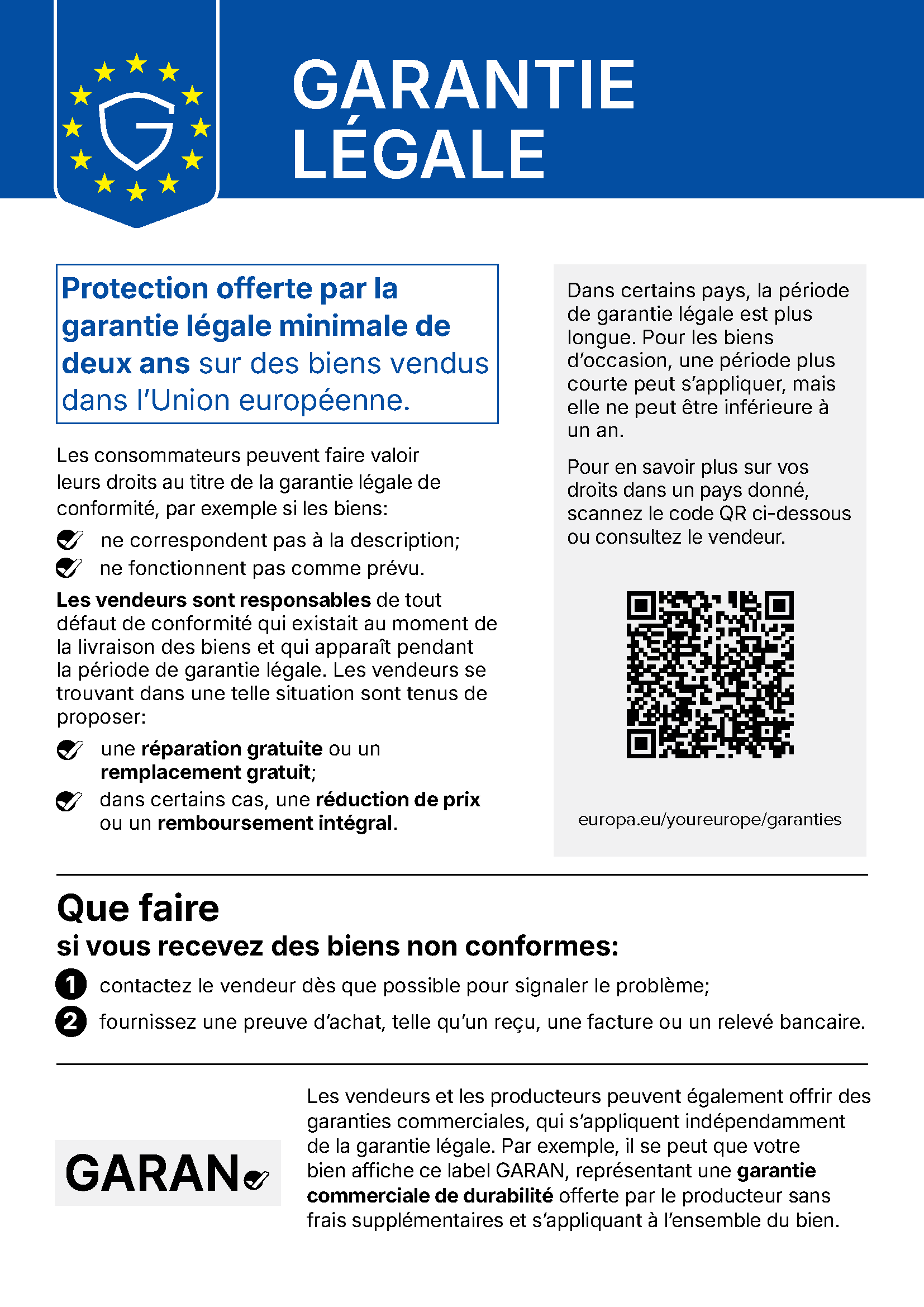 EU-Information zur gesetzlichen Gewährleistung