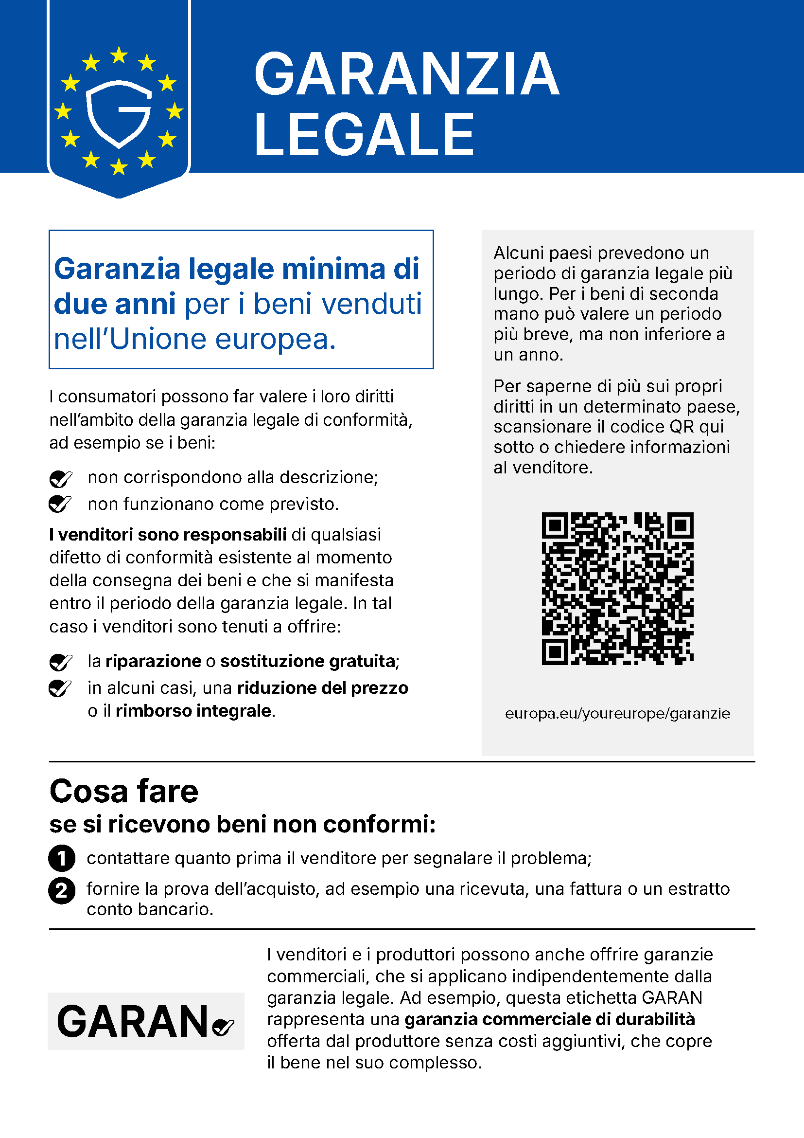 EU-Information zur gesetzlichen Gewährleistung