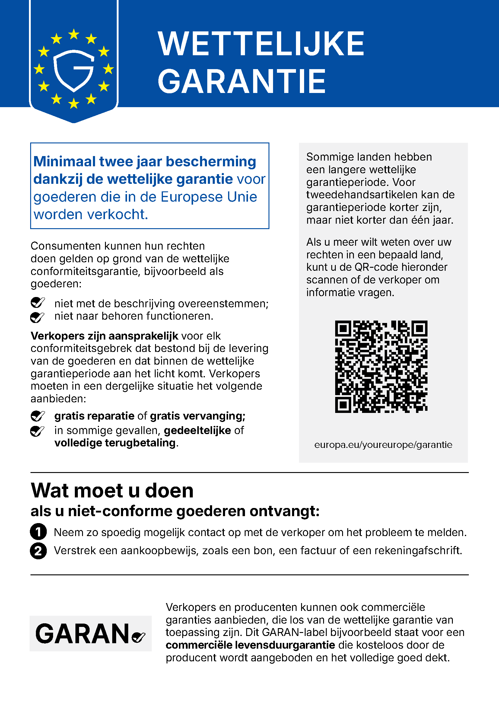EU-Information zur gesetzlichen Gewährleistung