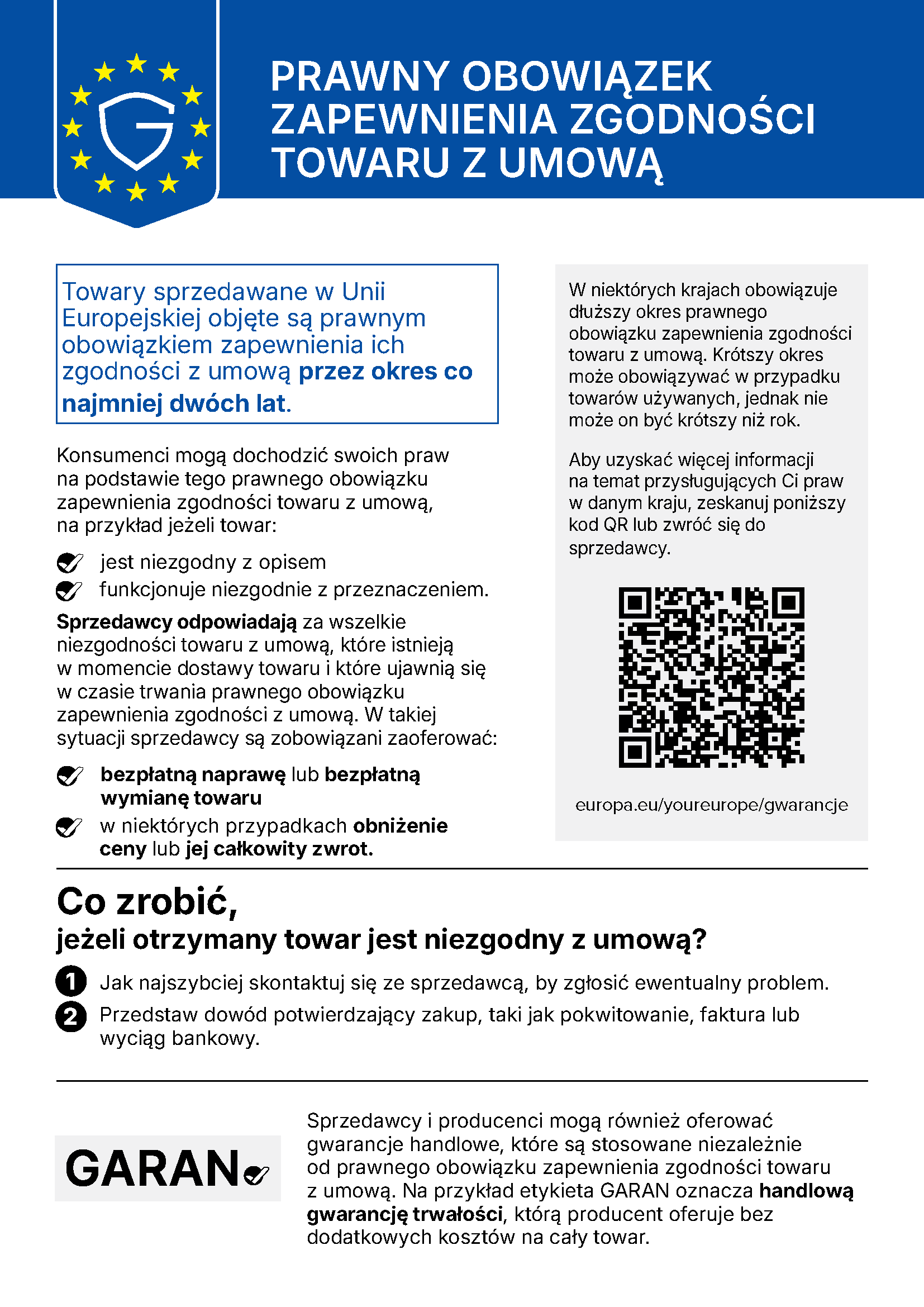 EU-Information zur gesetzlichen Gewährleistung