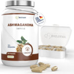Ashwagandha-Kapsel-Dose und Kapselbox mit Ashwaganda Kapseln
